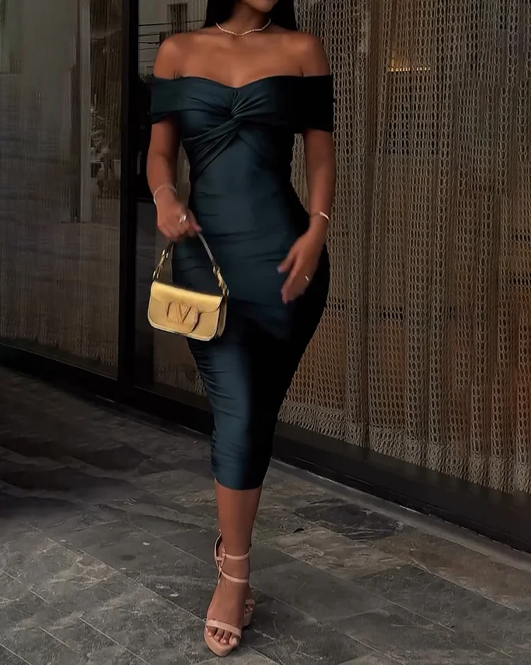 Women's solid color sexy dress