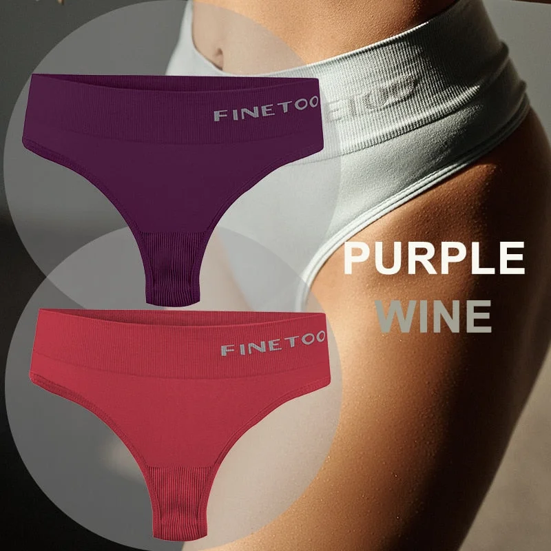 FINETOO 2PCS/Set Women Lingerie M-2XL Bodyshaper Gstring Panties High Waist Seamless Tummy Control Panty Underwear Female Thong