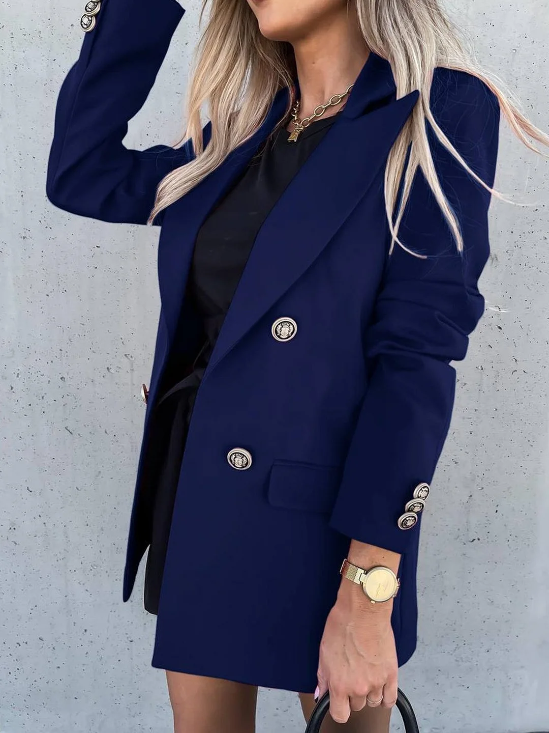 Casual Plain Autumn Natural Lightweight Daily Standard Regular H-Line Blazer for Women