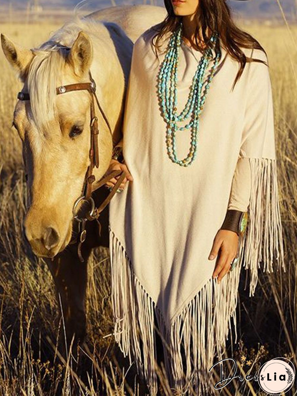 Western cowboy long fringed shawl