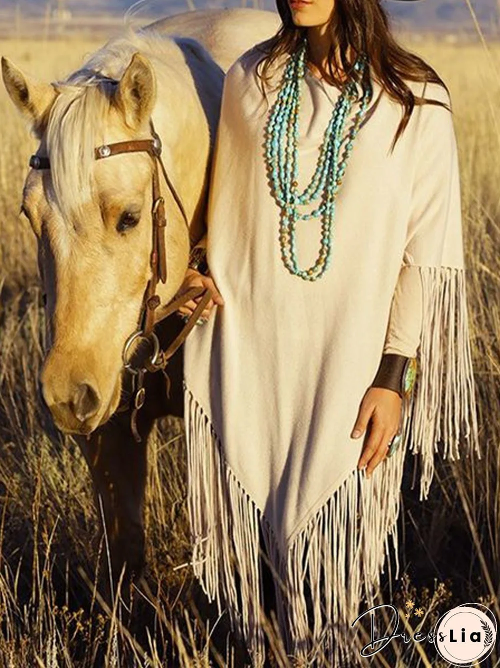 Western cowboy long fringed shawl