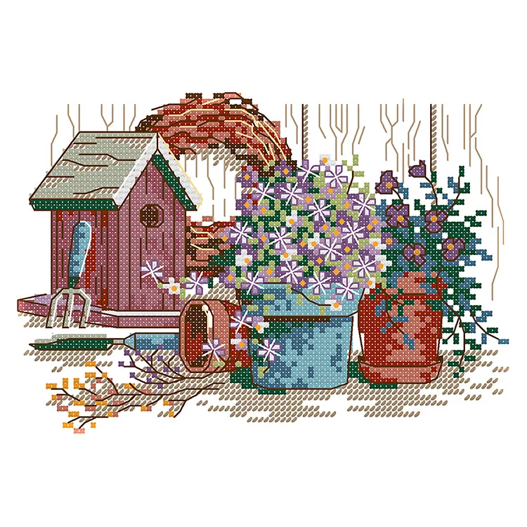 Garden 14CT Printed Cross Stitch Kits (21*16CM) fgoby