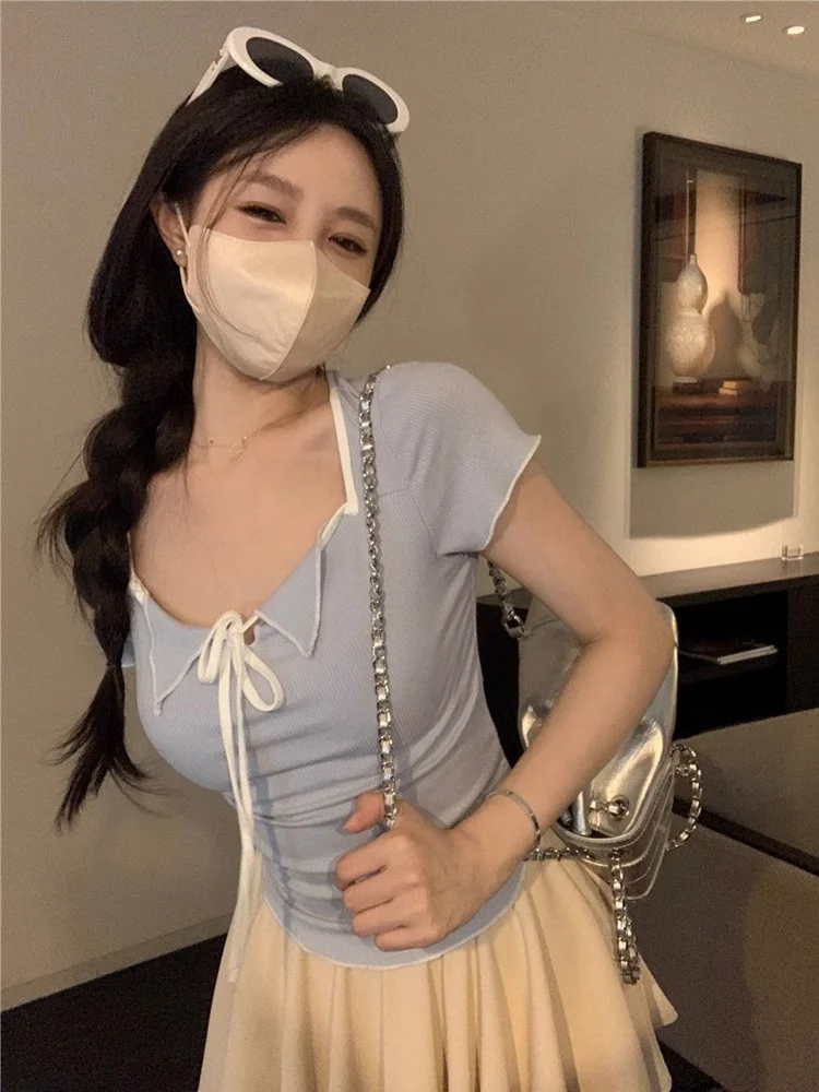 Brownm Brownm Desire Wind Hot Girl Short Sleeved T Shirt Female Minority Short Design Feeling Tight Show Thin Coat Tide