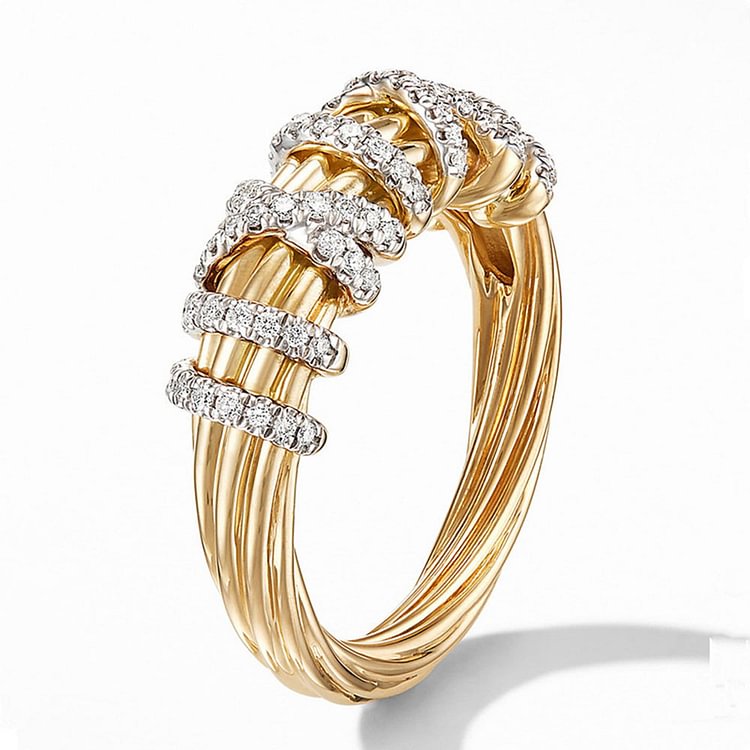 Luxury Hollow Out Line Cubic Zirconia Women Ring