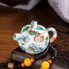 Windproof Pink Flame Blue And White Porcelain Handle Teapot Lighter Decompression Rotation
