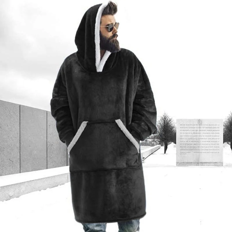 Winter Sweatshirt Men Hoodies Blanket With Sleeves Fleece Hoody Fashion Pocket Pullover Male Giant TV Blanket Hooded Hoodies