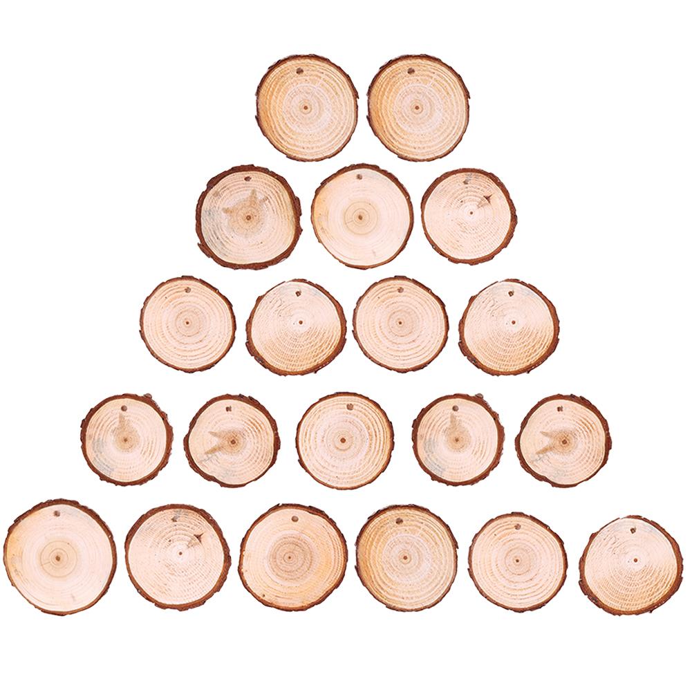 

20pcs Christmas Xmas Tree Wood Log Slices Discs Cutout Circle Wood Disks, 501 Original