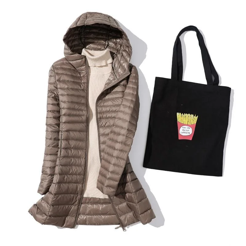 FTLZZ 2020 Winter New Women Ultra Light White Duck Down Jacket Zipper Medium Long Vest Casual Outerwear 4XL Plus Size Down Coat