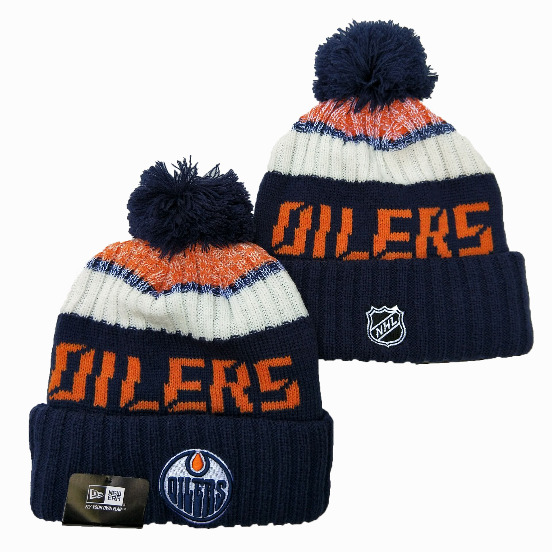 Men's Orange Edmonton Oilers Cuffed Knit Hat with Pom mysite