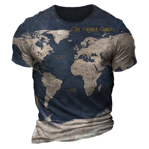 Men's Outdoor Tactical Retro World Map Tactical T-Shirt-Compassnice®