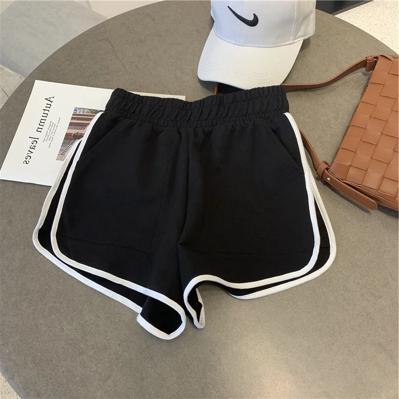 Brownm Brownm Side Striped Sports Shorts Female A-Word White Side Show Thin Loose Running Home Leisure Versatile Hot Pants Summer