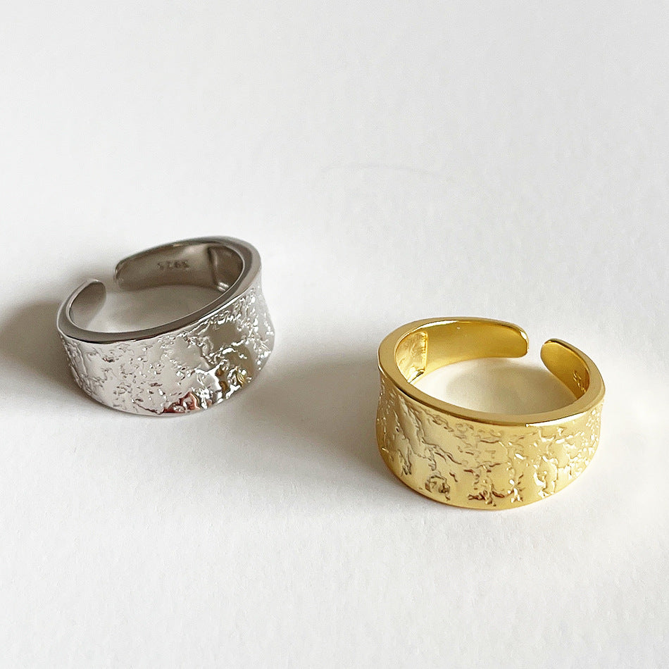 925 Sterling Silver Women IG Style Textured Heart Silver Silver Plating Rings