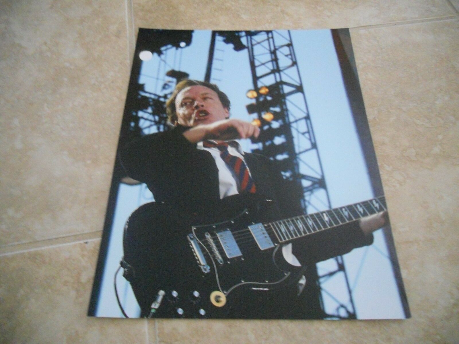 AC/DC Angus Young Live Concert Tour Guitar Color 11x14 Photo Poster painting #1