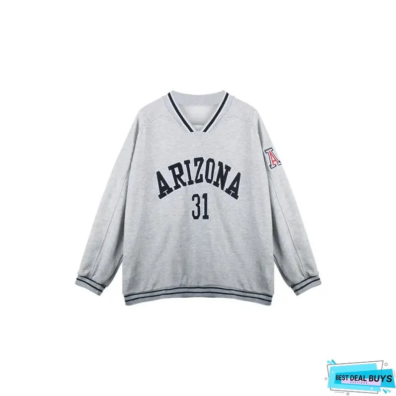 Womens Casual Necks Long Sleeves Loose Pullovers Spring Autumn Letters Print Pullover Top