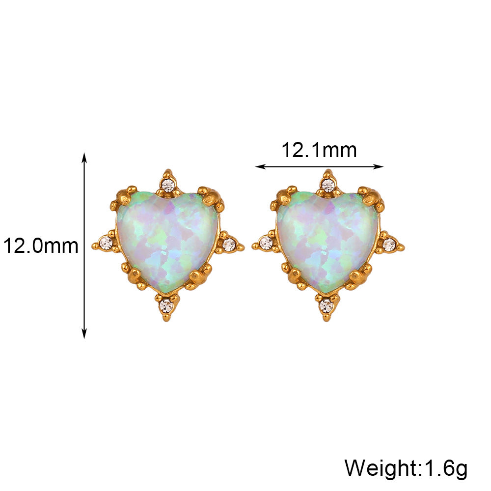 Vintage Fashion Retro Droplet Heart Stainless Steel 18K Gold Plated Jewelry Sets