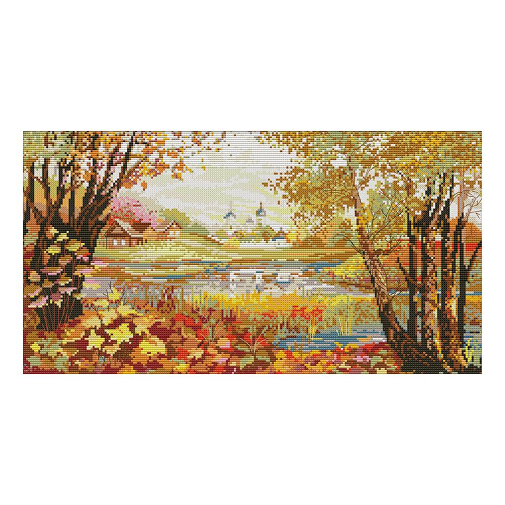 

Lakeside View - 14CT Stamped Cross Stitch - 50*30cm, 501 Original