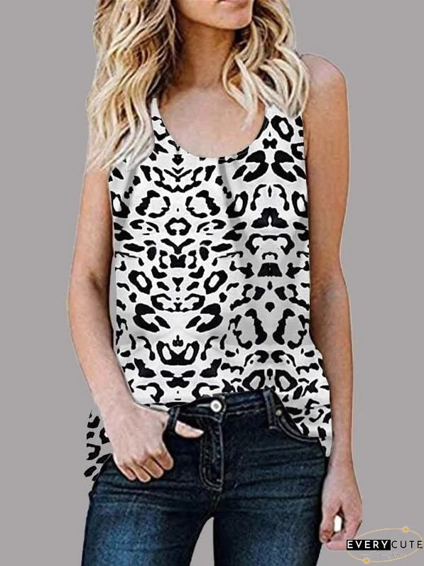 Black and White Animal Print Sleeveless Top