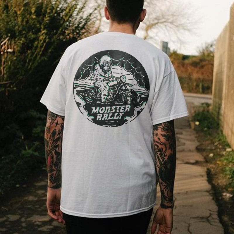 MONSTER RALLY printed loose T-shirt designer - Krazyskull