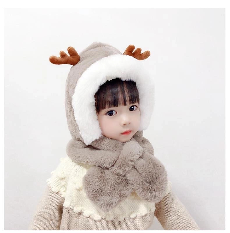 Winter Children’s Hat Scarf Integrated Thickened Warm Baby Cute Baby Windproof Ear Protection Hat For Boys And Girls
