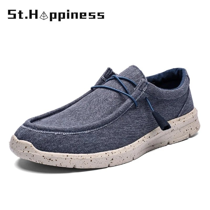 2021 Summer New Men's Canvas Boat Shoes Outdoor Lightweight Soft Slip On Loafer Fashion Casual Non-Slip Deck Shoes Big Size 48