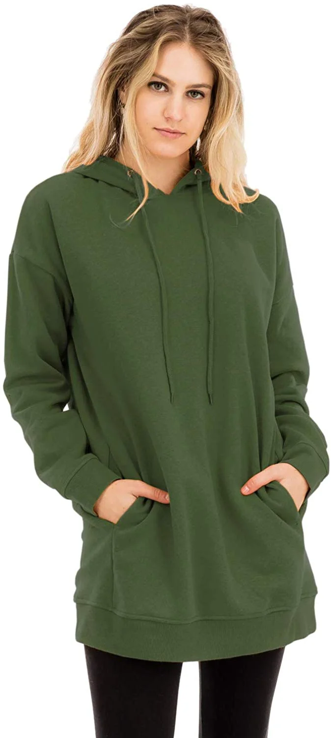 Women's Casual Loose Fit Long Sleeves Over-Sized Sweatshirts  Round-Neck