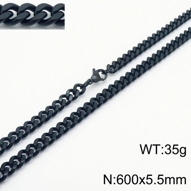 Fashion Simple Bracelet Stainless Steel Six-Sided Grinding Chain Choker Necklace