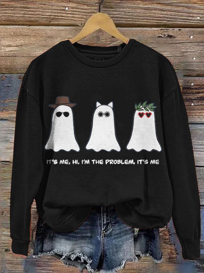 It's Me Hi I'm The Problem It's Me Lyric Print Ghost Sweatshirt