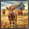 Farm Highland Cattle-14CT Stamped Cross Stitch 40*40cm tapestrymarket