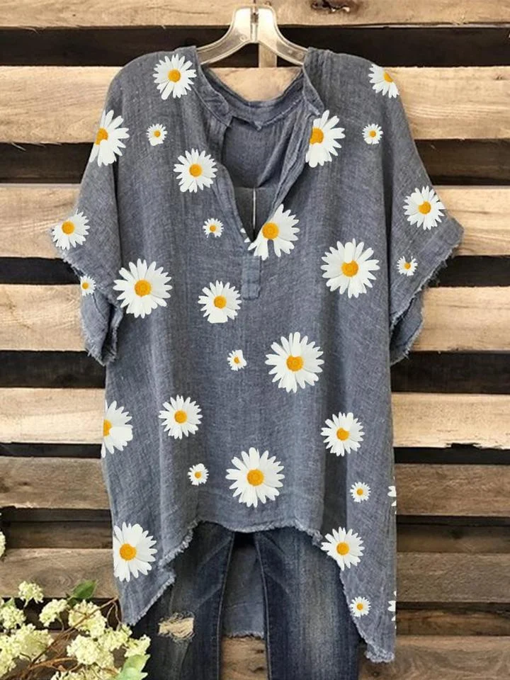 Gray V Neck Short Sleeve Shift Dresses