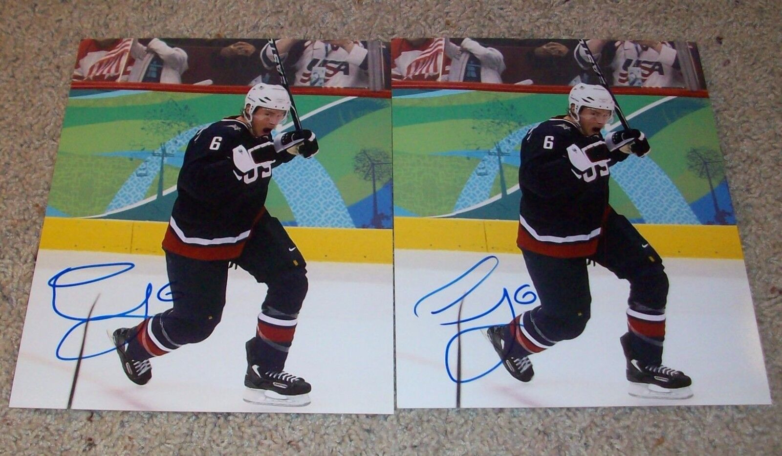 LOT OF 2 ERIK JOHNSON TEAM USA SIGNED AUTOGRAPH 8x10 Photo Poster paintingS w/PROOF AVALANCHE