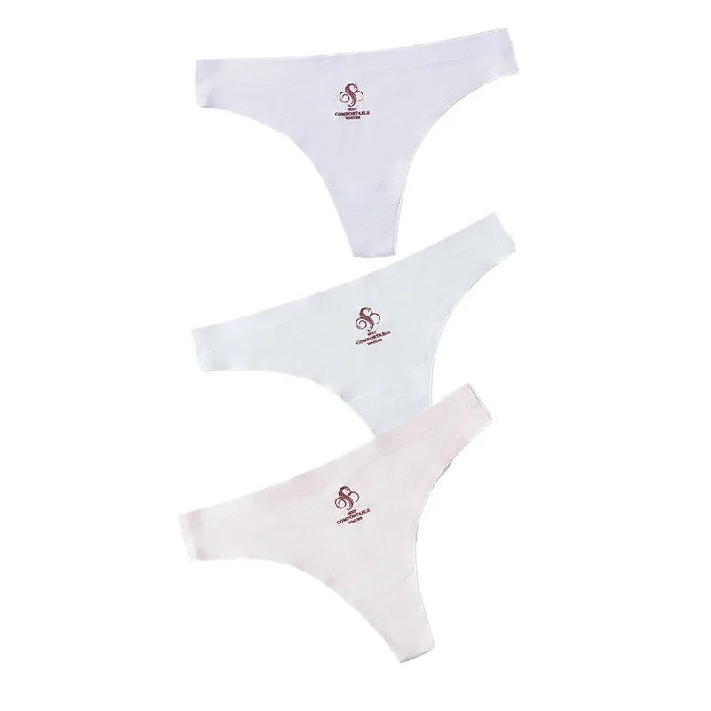 3pcs Women Thongs & G Strings Sexy Low-Rise Seamless Panties Ultra Thin Solid Thong Woman Invisible Plus Size Underwear Lingerie