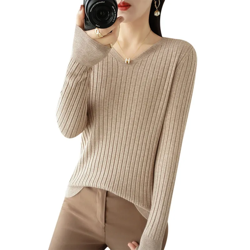 Churchf Churchf Sweater Female 2023 Spring And Autumn Knit Bottom Shirt Fashion Slim Long Sleeve Skin-Friendly Soft Bottom Top