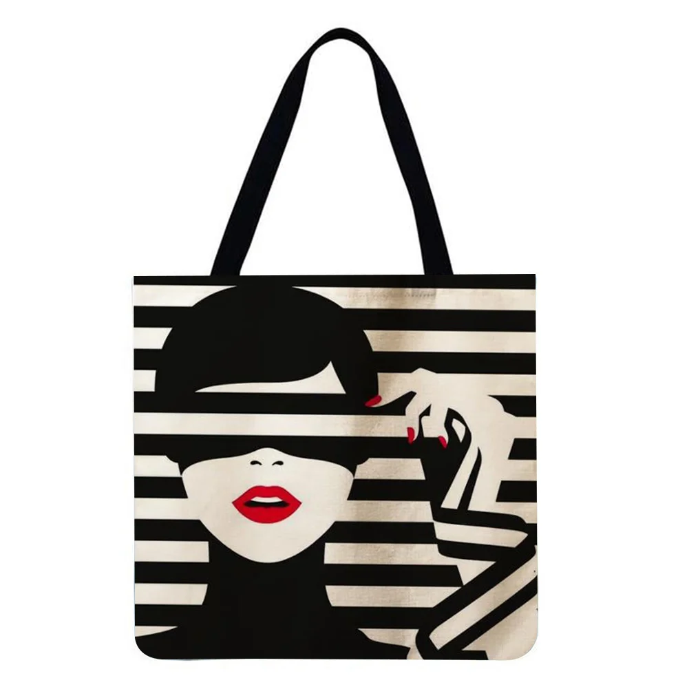 Linen Tote Bag-Scarf girl