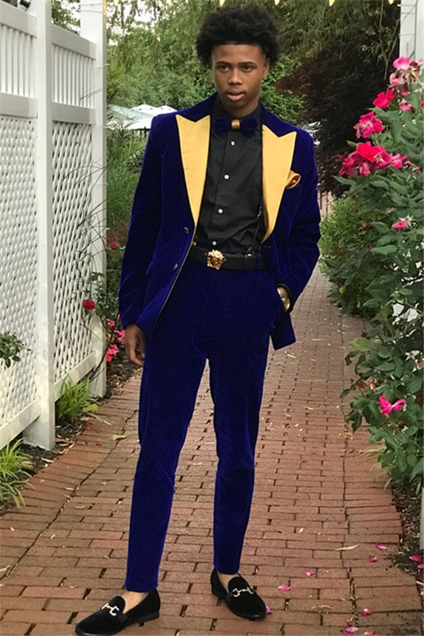 Velvet 2 Pieces Royal Blue Best Prom Suits With For Sale | Ballbellas Ballbellas