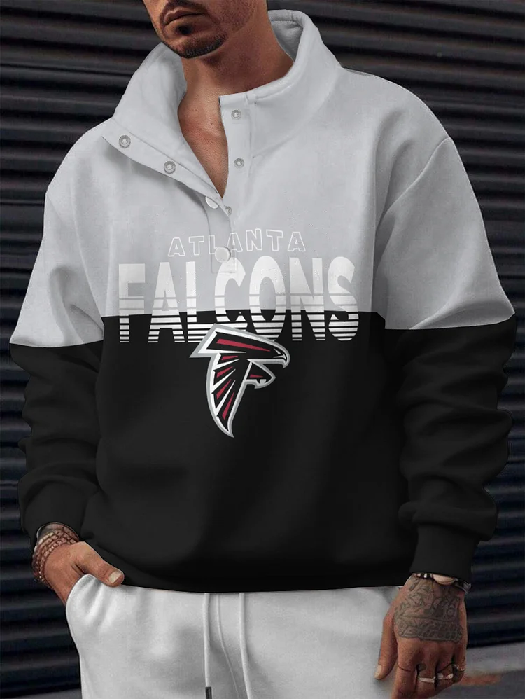 Atlanta Falcons 2025 New Design Casual Snap  Mockneck Pullover Sweatshirt