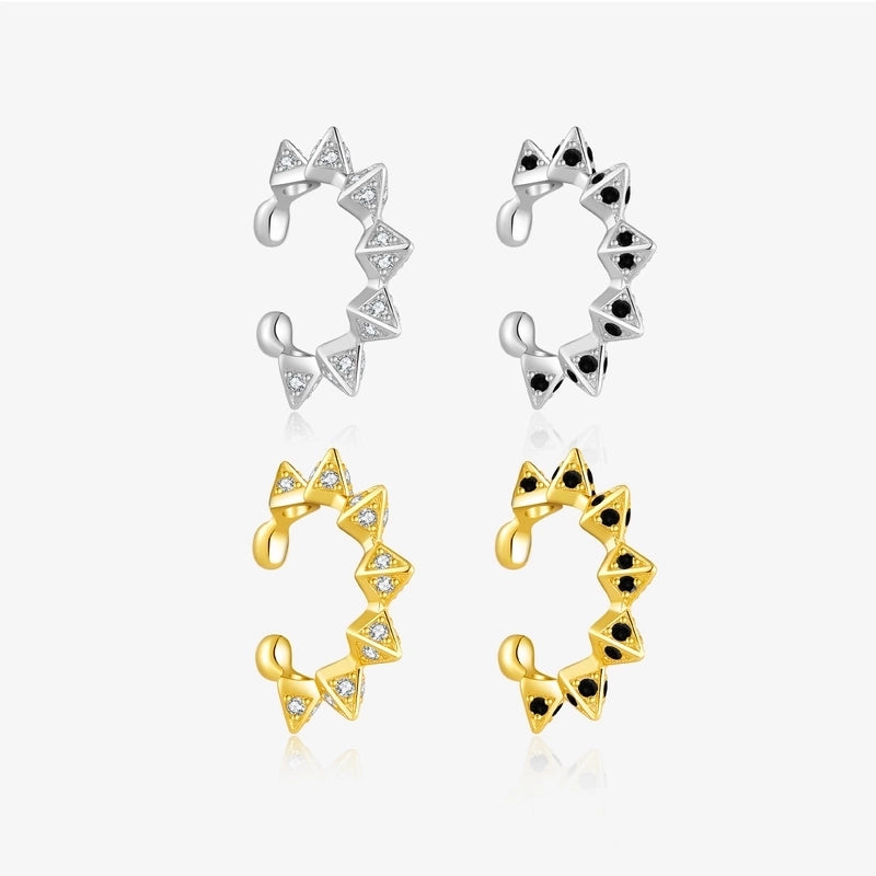 1 Piece 18K Gold Plated 925 Sterling Silver Zircon Geometric Ear Cuffs