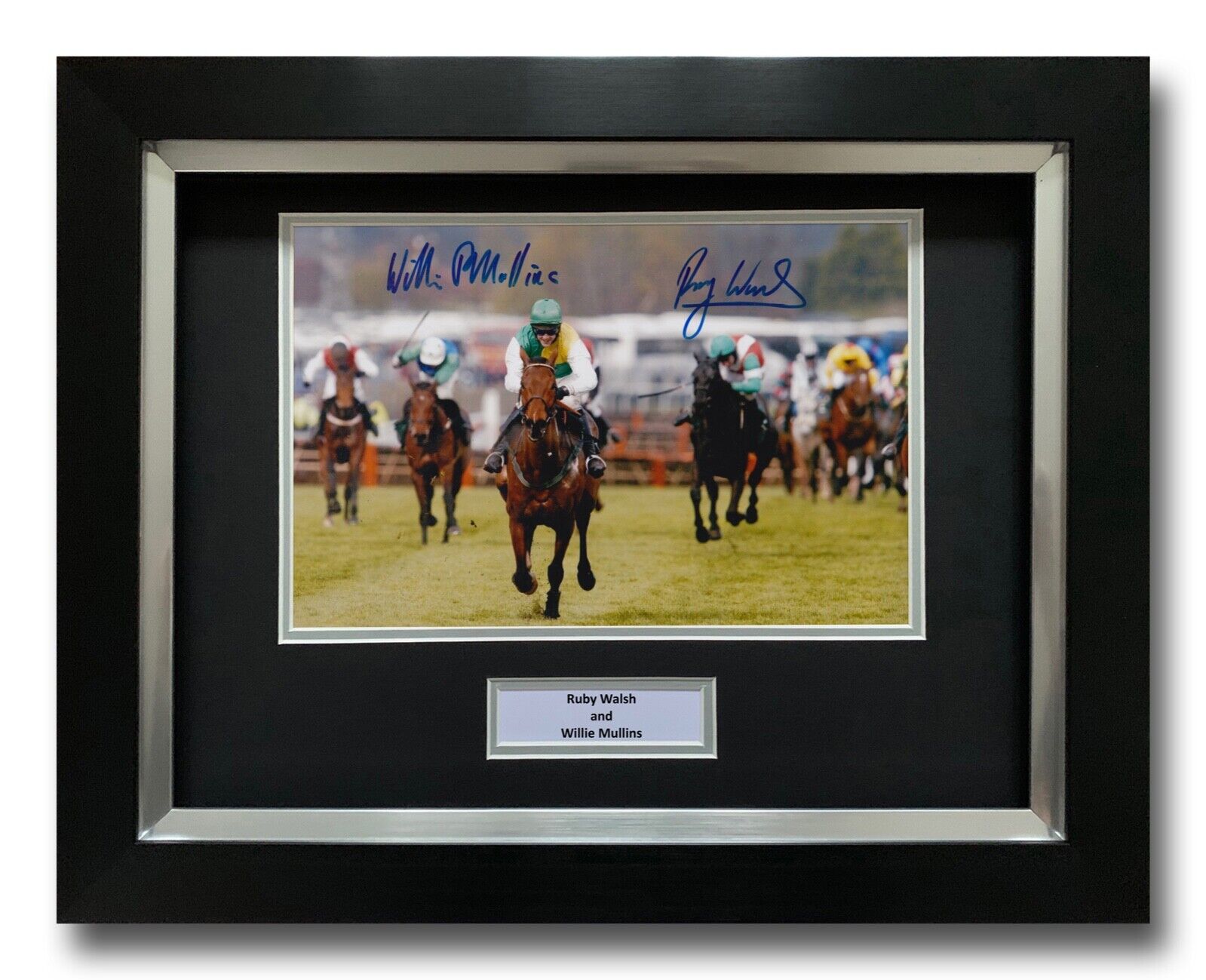 RUBY WALSH AND WILLIE MULLINS HAND SIGNED FRAMED Photo Poster painting DISPLAY - HORSE RACING.