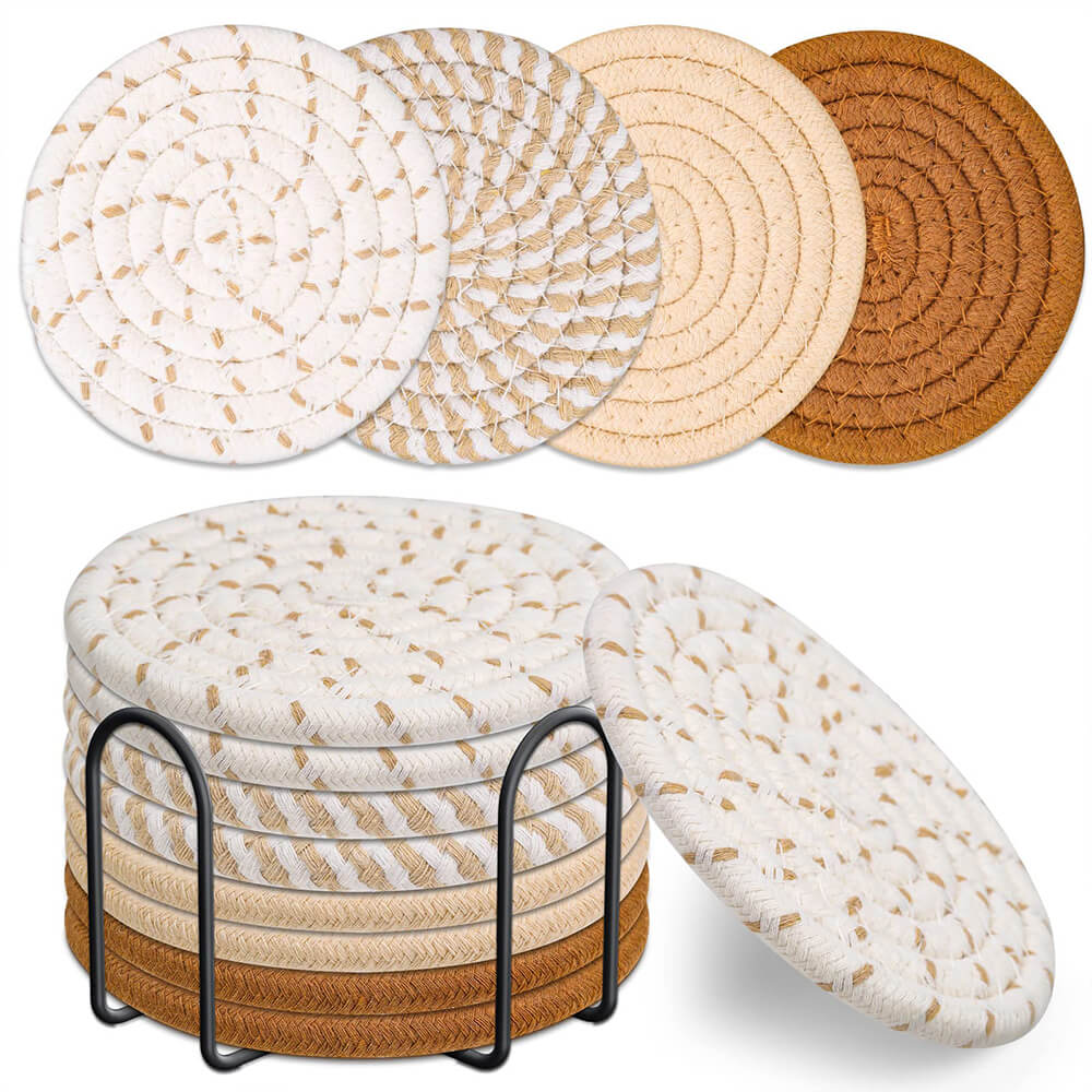 Simple Cotton Rope Woven 4 Colors Absorbent Coasters(8 PCS)