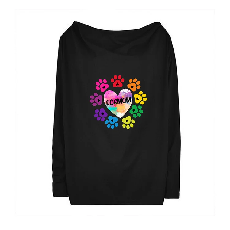 colorful-heart Women's T-shirt with drop collar and long sleeves socialshop