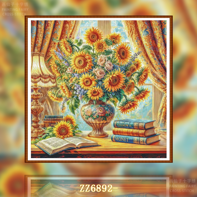 [ZZ6892-Bookish Sunflower]  Painting Fairy Cross Stitch