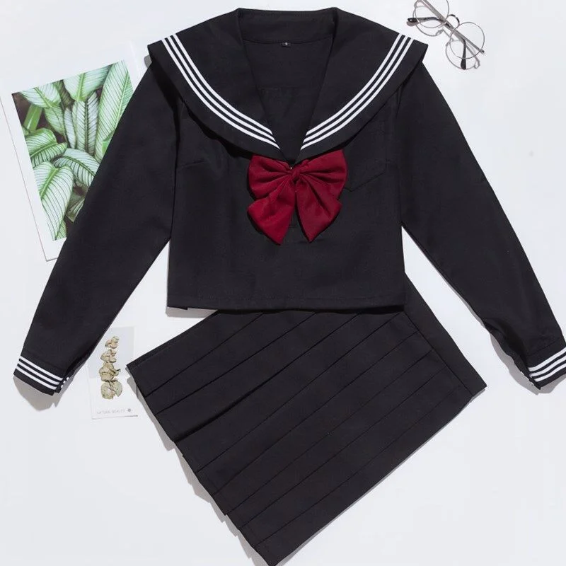 Black Long Sleeves School Uniform Cosplay Costume