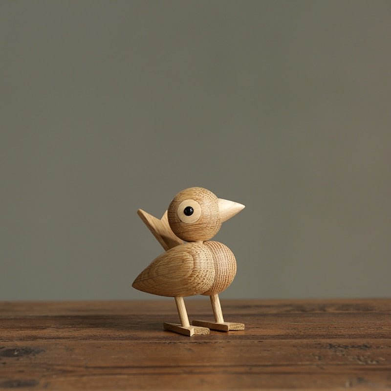 Denmark Nordic style wood sparrow bird ornaments American puppet wooden play room study desktop accessories