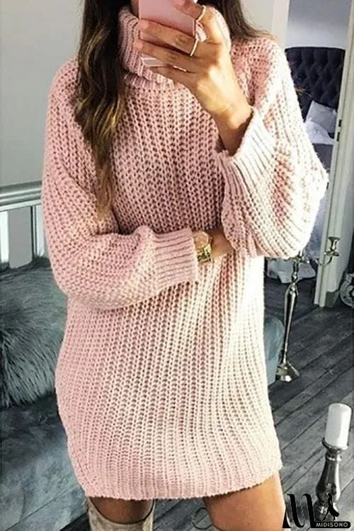 Cowl Neck Slim Sweater Dress