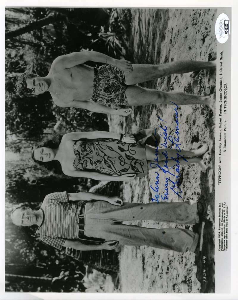 Dorothy Lamour JSA Coa Hand Signed 8x10 Typhoon Photo Poster painting Autograph