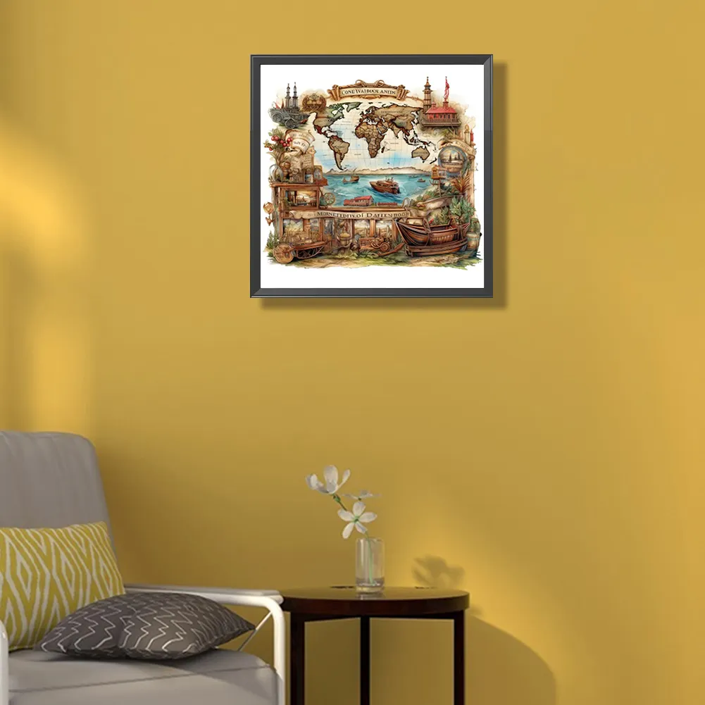 Partial AB Diamond Painting - Full Round Drill - Retro Fantasy House(Canvas|45*45cm)