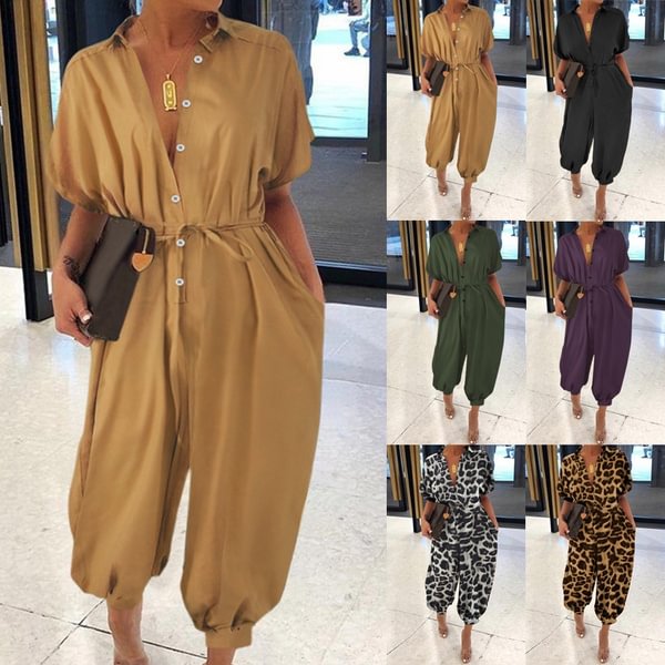 Women Batwing Short Sleeves Jumpsuit Harem Pants Casual Loose Long Playsuit Plus Size Overalls - Shop Trendy Women's Fashion | TeeYours