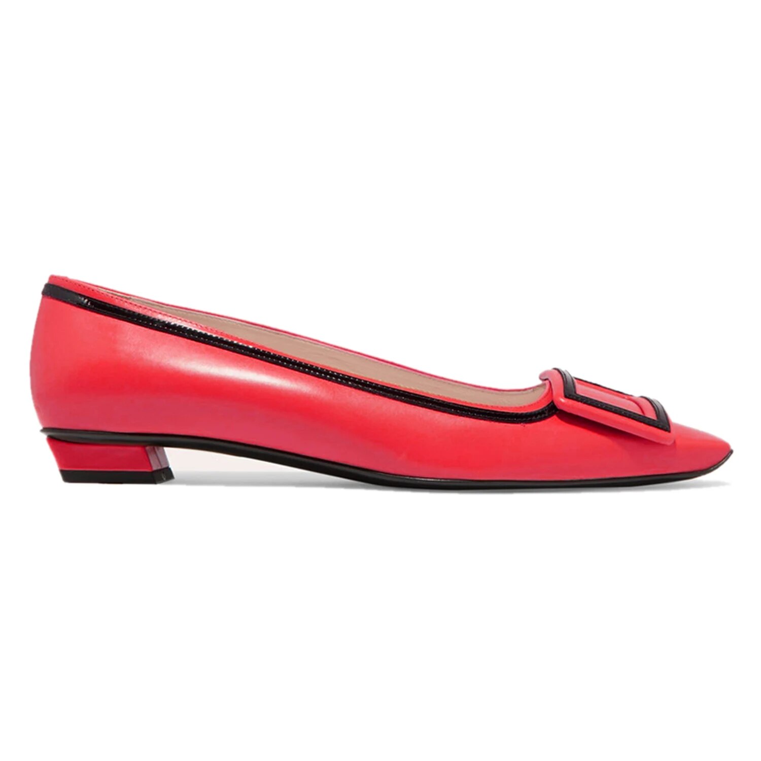 TAAFO Rectangular Buckle Black Edge Low Heels Women Flats Square Toe Pumps Dress Office Ladies Shoes 39