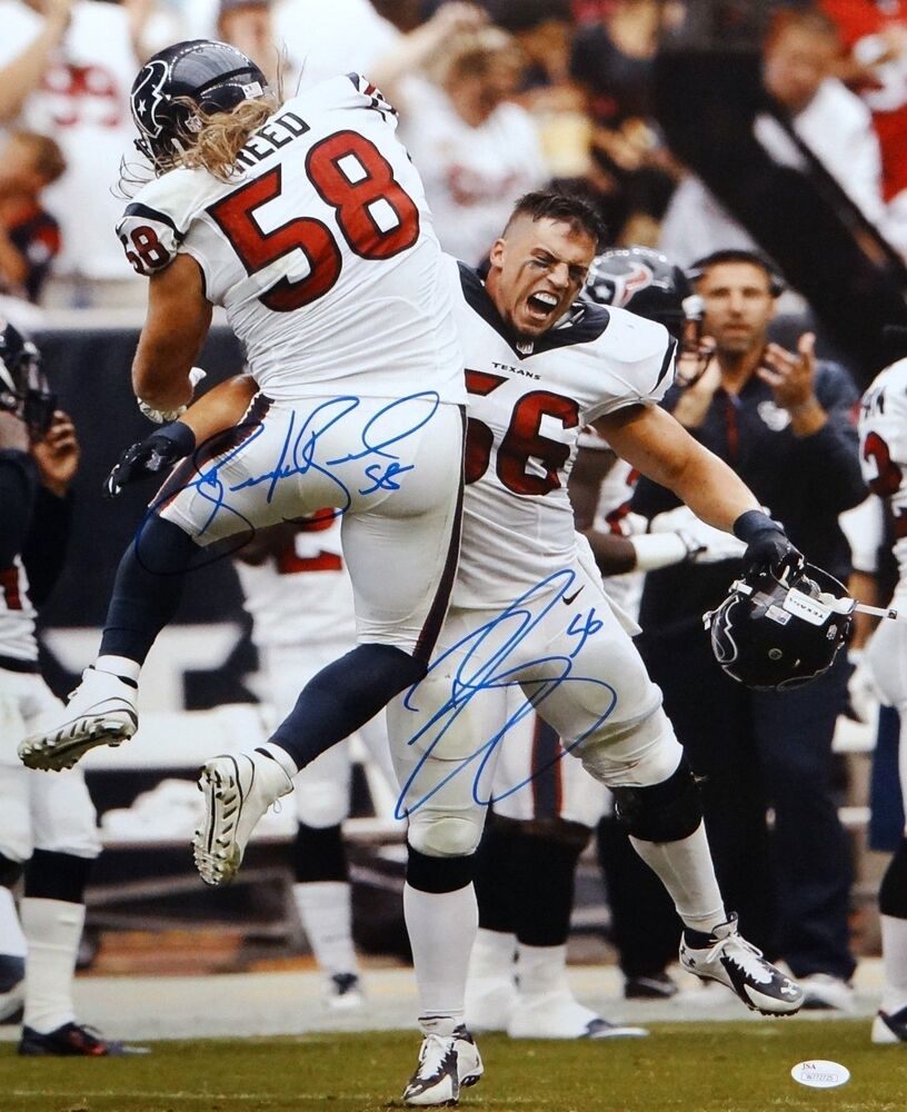 Brian Cushing Brooks Reed Autographed 16x20 Celebrating Photo Poster painting- JSA W Auth