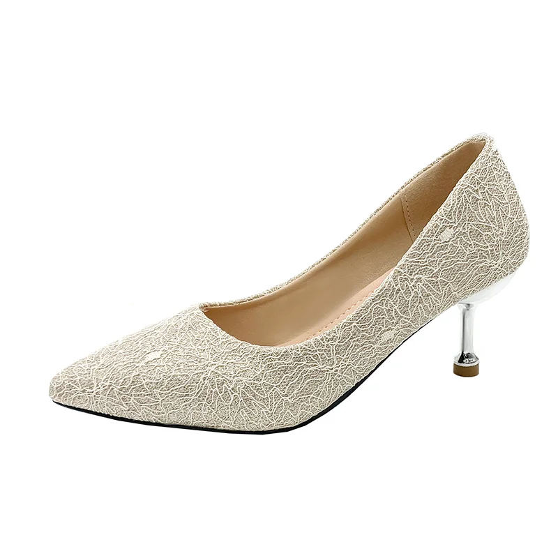 Qengg 2022 Autumn New Sexy Golden Stiletto Shoes Bride Bridesmaid Wedding Dress Pointed Toe Shoes High Heels Sequined Women's Shoes
