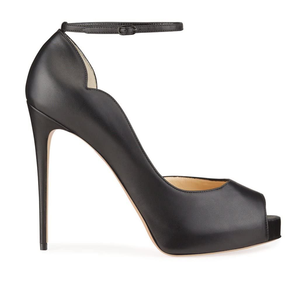 120mm Ankle Strap Platform Stiletto Pumps Party Peep Toe Sandals Shoes-vocosishoes